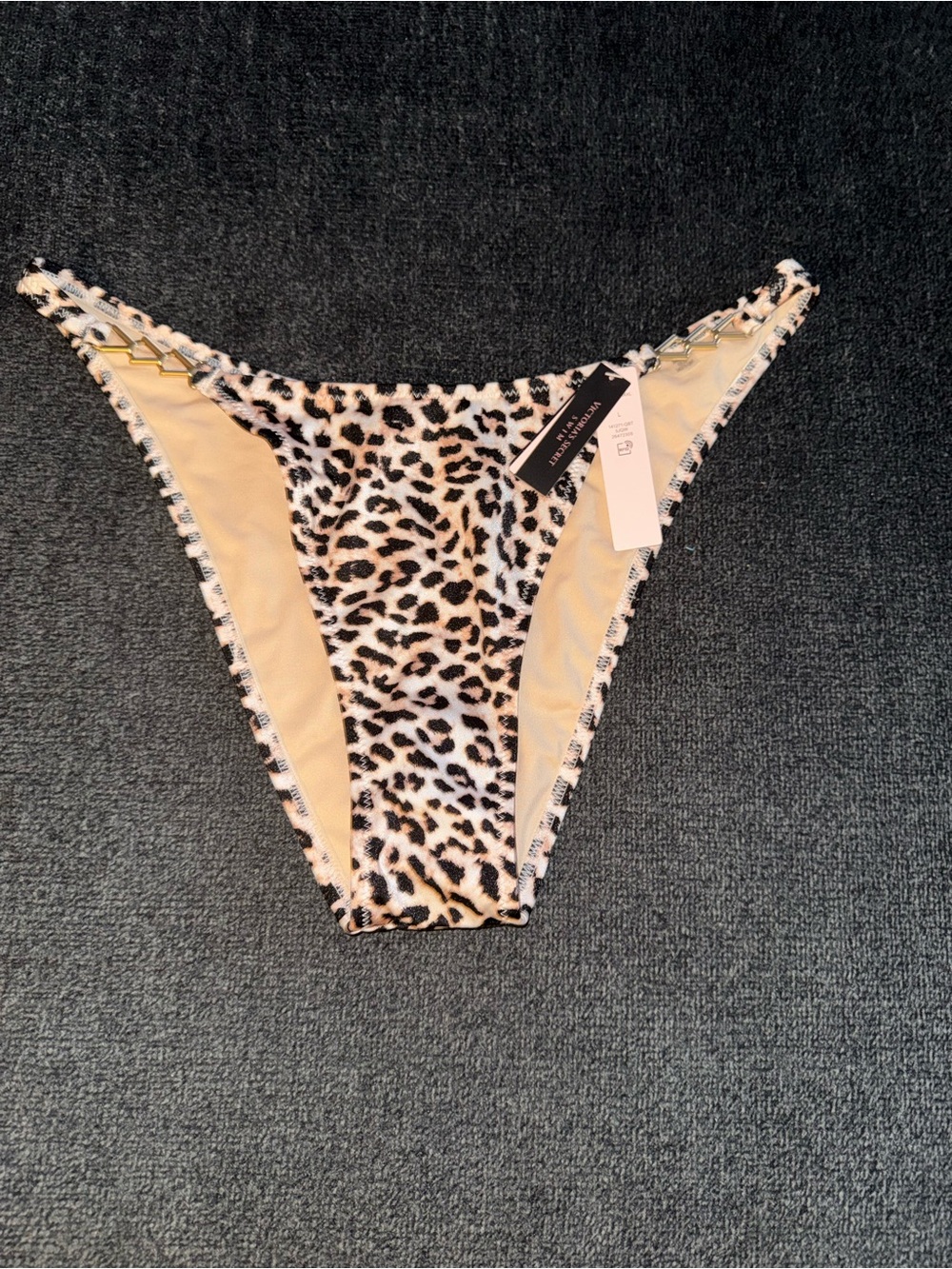 Victoria's Secret Leopard Print Bikini Bottoms - Beige/Black/White